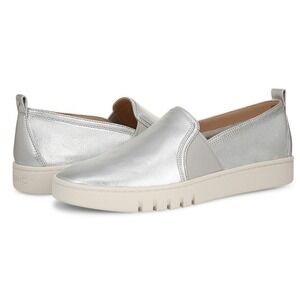 Vionic Cambria Women's Slip On Loafer Silver Metallic Casual Shoes Size 8.5M NIB